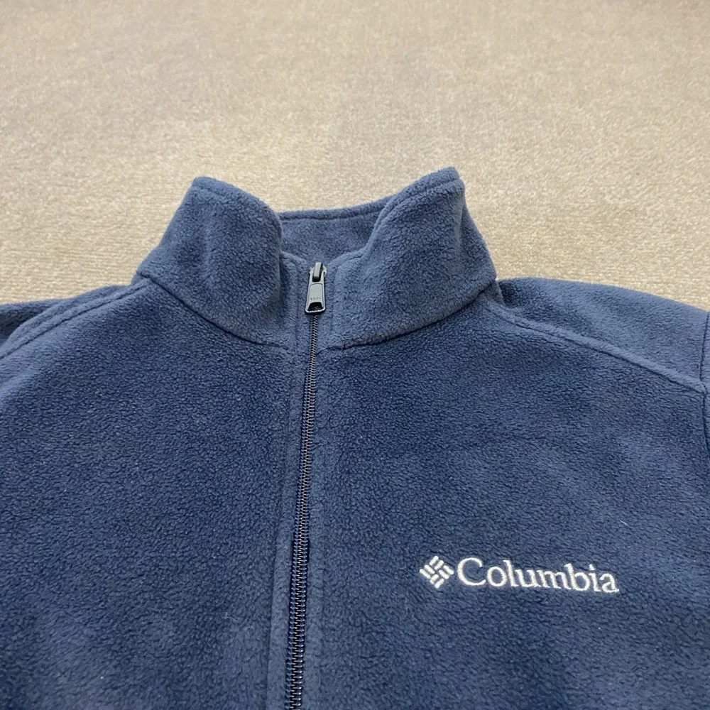 Columbia Fleece Vest Jacket Mens Small‎ Blue Sleeveless Full Zip Mock Neck